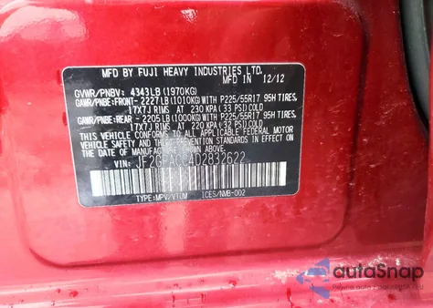 2013 Subaru Xv Crosstrek 2.0 Premium из США, поврежденный, VIN JF2GPACC4D2832622